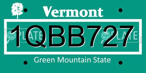 1QBB727 Vermont License Plate