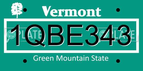1QBE343 Vermont License Plate