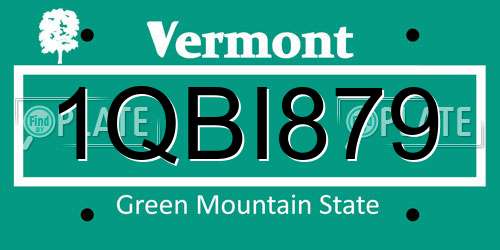 1QBI879 Vermont License Plate