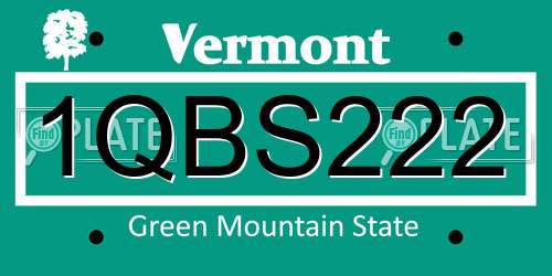 1QBS222 Vermont License Plate