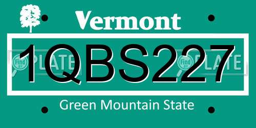 1QBS227 Vermont License Plate