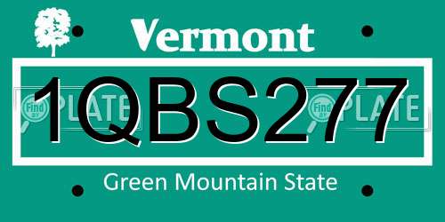 1QBS277 Vermont License Plate
