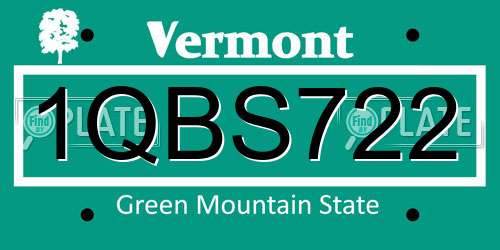 1QBS722 Vermont License Plate