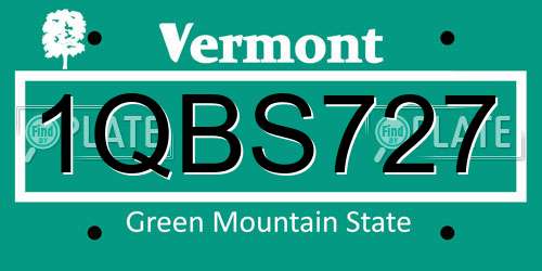 1QBS727 Vermont License Plate