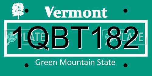1QBT182 Vermont License Plate