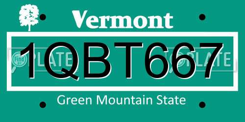 1QBT667 Vermont License Plate