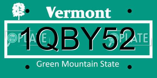 1QBY52 Vermont License Plate