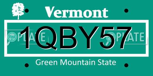 1QBY57 Vermont License Plate