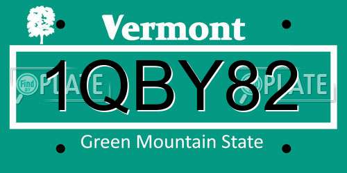 1QBY82 Vermont License Plate