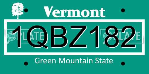1QBZ182 Vermont License Plate