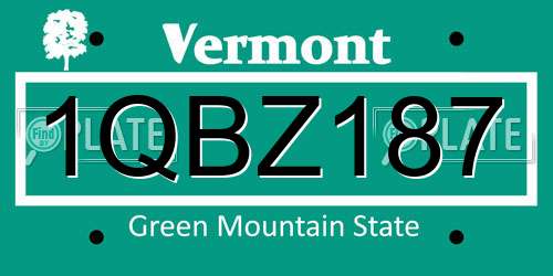 1QBZ187 Vermont License Plate