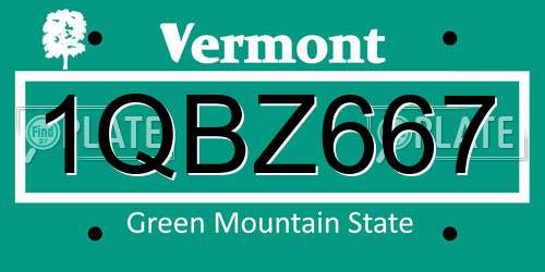 1QBZ667 Vermont License Plate
