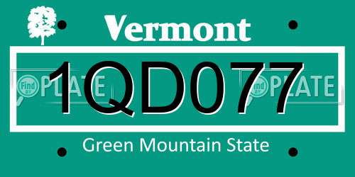 1QD077 Vermont License Plate
