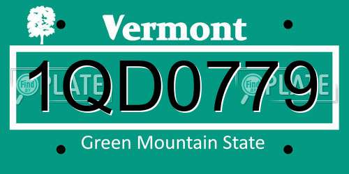 1QD0779 Vermont License Plate