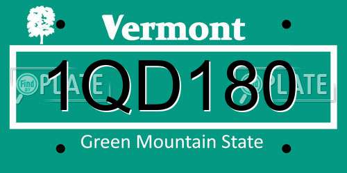 1QD180 Vermont License Plate
