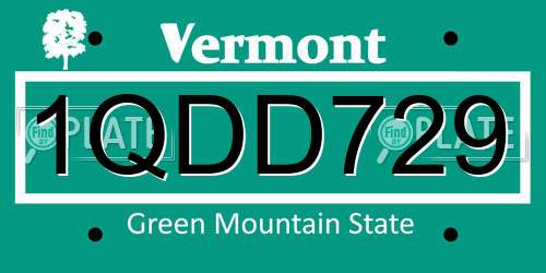 1QDD729 Vermont License Plate
