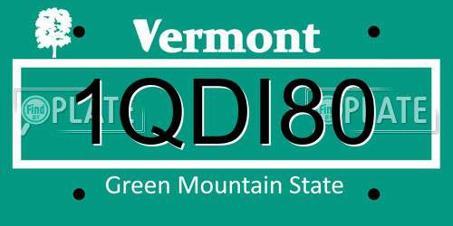 1QDI80 Vermont License Plate