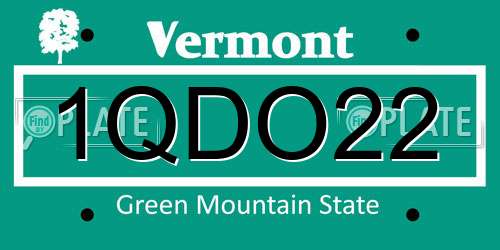 1QDO22 Vermont License Plate