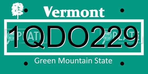 1QDO229 Vermont License Plate