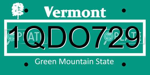 1QDO729 Vermont License Plate