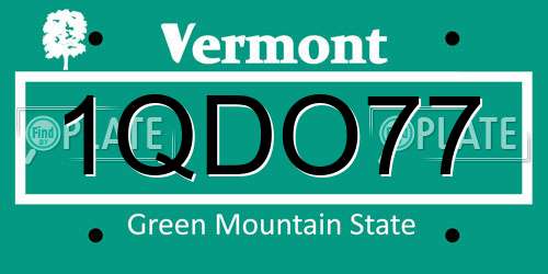 1QDO77 Vermont License Plate