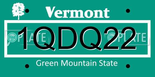 1QDQ22 Vermont License Plate