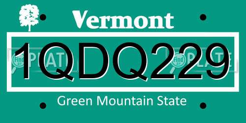 1QDQ229 Vermont License Plate
