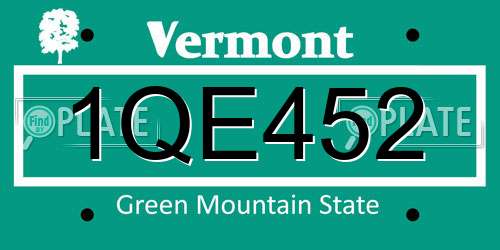 1QE452 Vermont License Plate