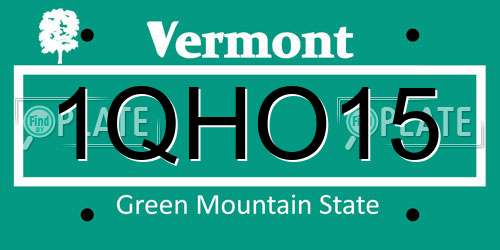 1QHO15 Vermont License Plate