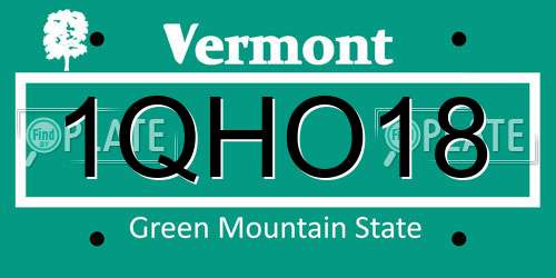 1QHO18 Vermont License Plate