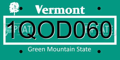 1QOD060 Vermont License Plate