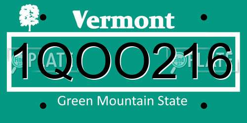 1QOO216 Vermont License Plate