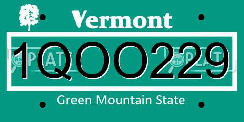 1QOO229 Vermont License Plate