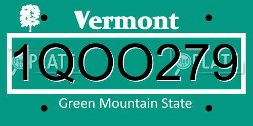 1QOO279 Vermont License Plate