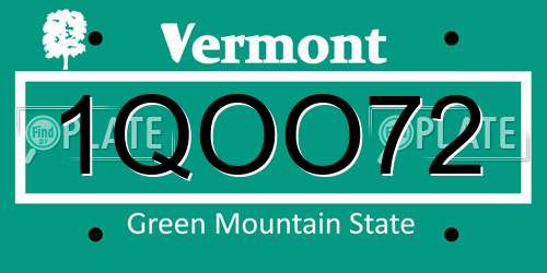 1QOO72 Vermont License Plate