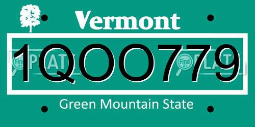 1QOO779 Vermont License Plate