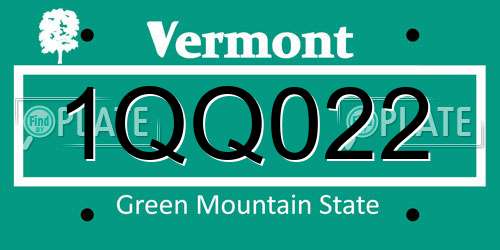 1QQ022 Vermont License Plate