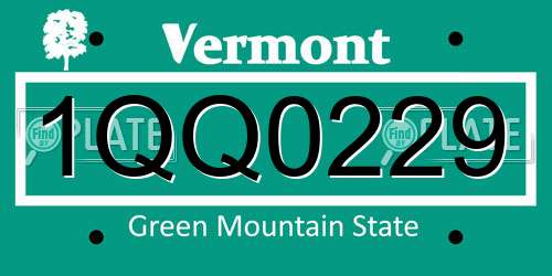 1QQ0229 Vermont License Plate