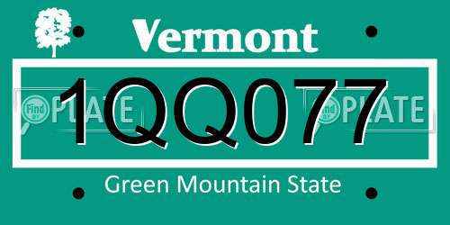 1QQ077 Vermont License Plate