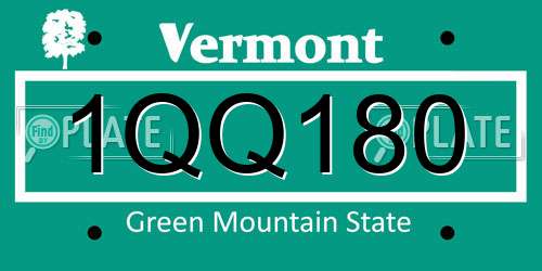 1QQ180 Vermont License Plate