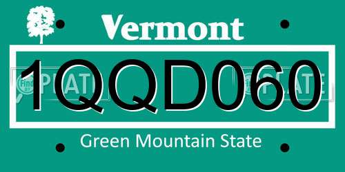 1QQD060 Vermont License Plate
