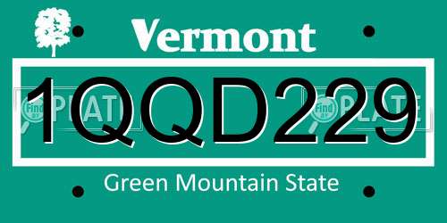 1QQD229 Vermont License Plate