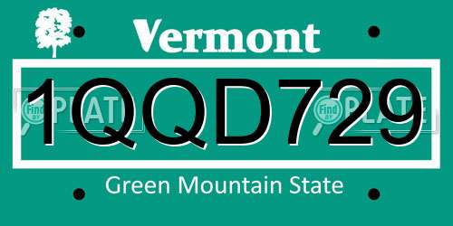 1QQD729 Vermont License Plate