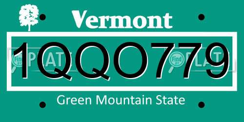1QQO779 Vermont License Plate