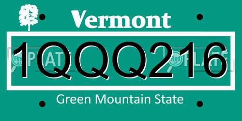 1QQQ216 Vermont License Plate