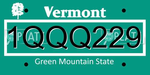 1QQQ229 Vermont License Plate