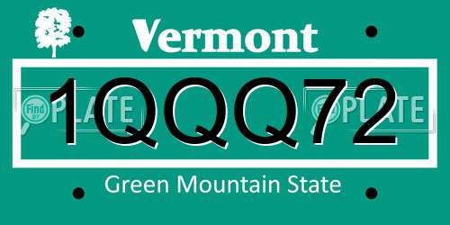 1QQQ72 Vermont License Plate