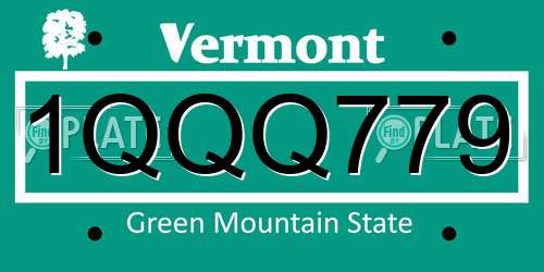1QQQ779 Vermont License Plate