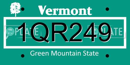 1QR249 Vermont License Plate