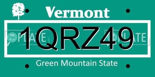 1QRZ49 Vermont License Plate
